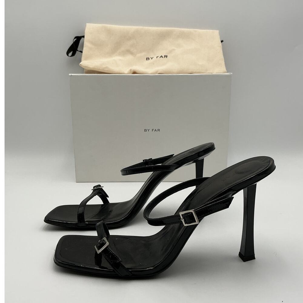 By Far Strappy Black Flick Heels Size 40 EU / US 10 - Picture 2 of 6